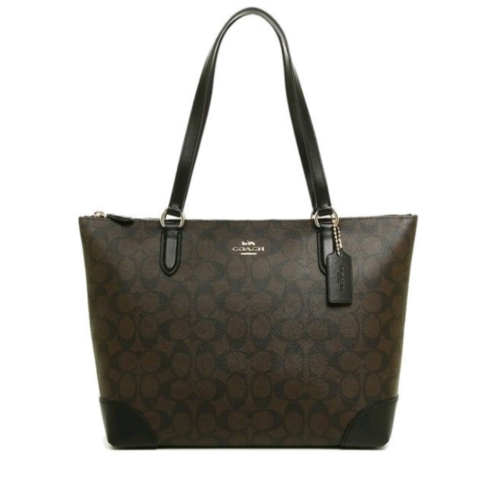 Authentic coach signature zip tote